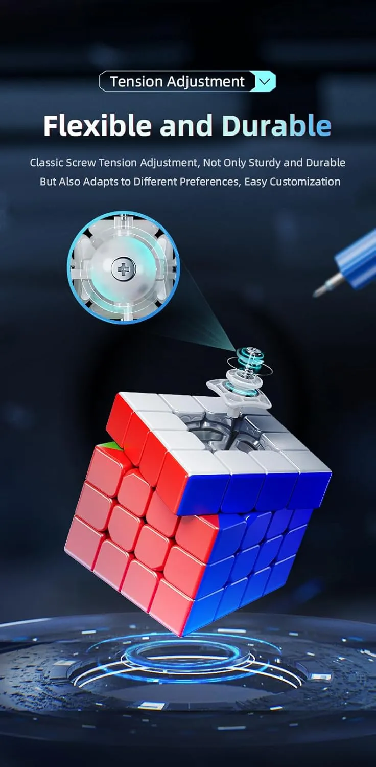 Bukefuno MoYu AoSu V7 Single-Track UV 4x4 Magic Cube Magnetic Moyu AoSu WRM V7 96 Magnets,Puzzle 4x4x4 Single-Track UV Magic Cloth Stickerless Cube Speed