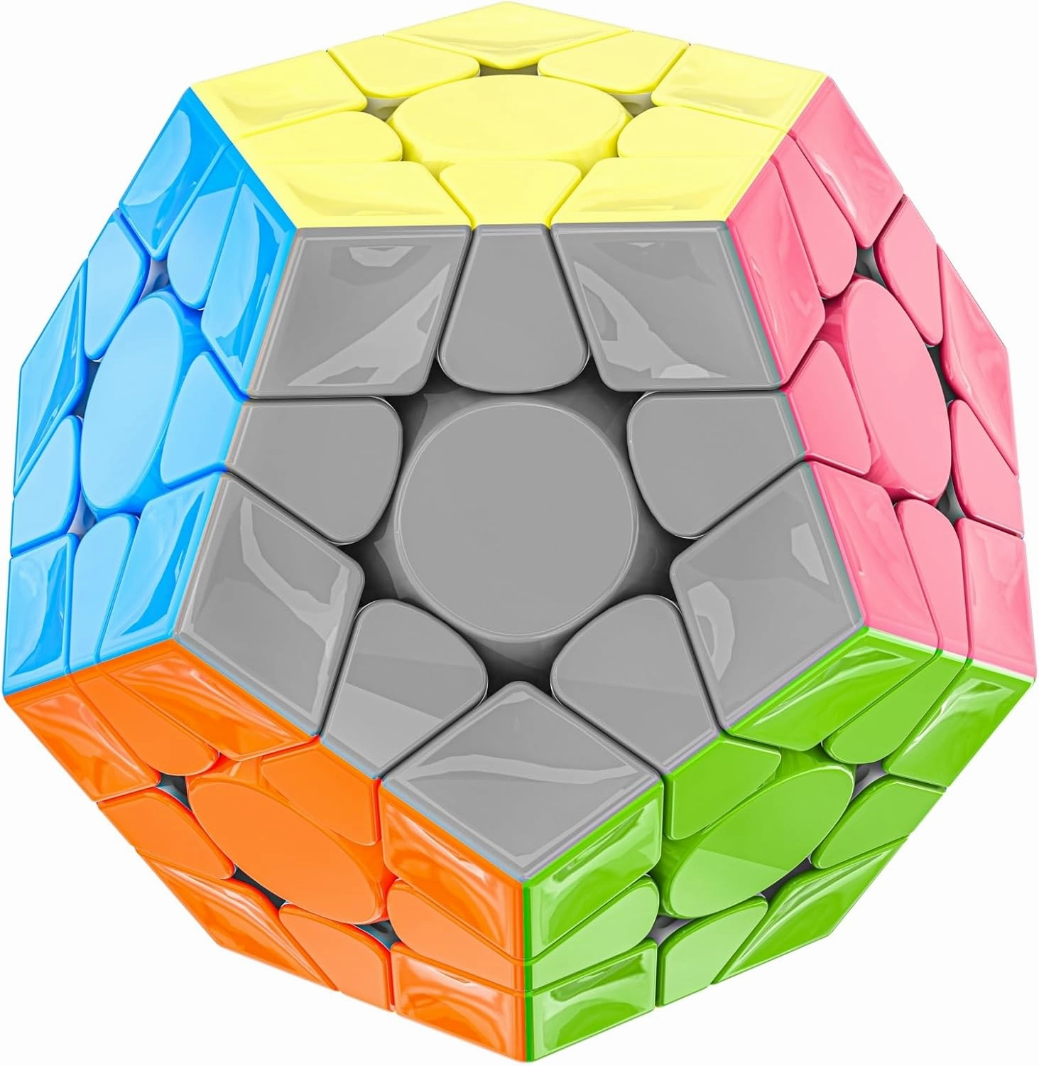 Bukefuno GAN Megaminx MagLev UV V2 Speed Magic Cube Puzzle 120 Magnets gan Megaminx Pentagonal Magnetic Speed Cube Stickerless UV Coated-Grey Base