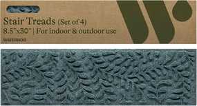 Bungalow Flooring Waterhog Stair Treads, Set of 4, 8-1/2 x 30 inches, Made in USA, Durable and Decorative Floor Covering, Indoor/Outdoor, Water-Trapping, Boxwood Collection, Bluestone