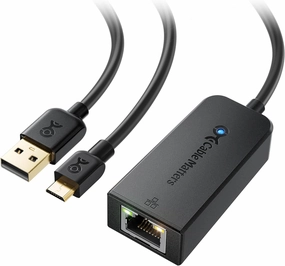 Cable Matters Micro USB to Ethernet Adapter Up to 480Mbps, Fire Stick Ethernet Adapter, Compatible with Fire TV Stick, Chromecast (Gen 1-3, up to Aug 2020), Google Home Mini – Not Compatible with Roku
