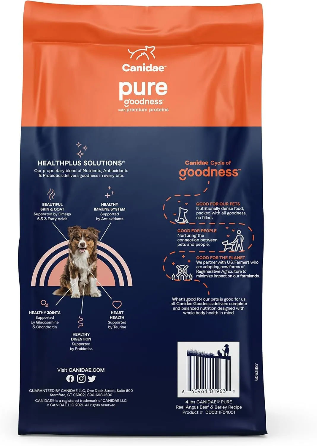 CANIDAE Pure Adult Dry Dog Food with Wholesome Grains, Real Beef & Barley Recipe, 4 lbs.