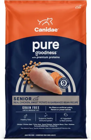 Canidae Pure Grain Free Dry Dog Food for Seniors, Real Chicken, Sweet Potato & Garbanzo Bean, 12 lbs.