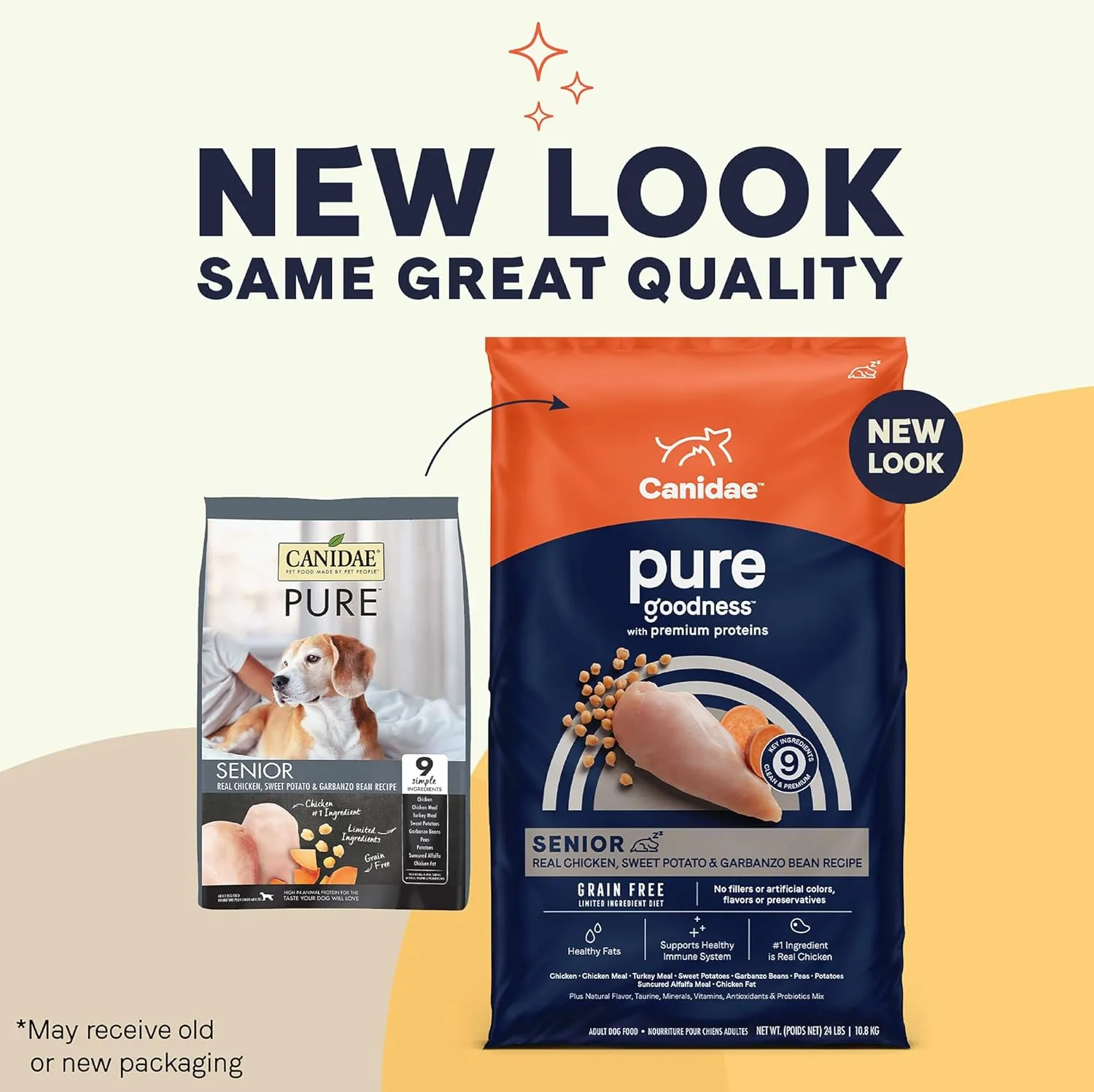 Canidae Pure Grain Free Dry Dog Food for Seniors, Real Chicken, Sweet Potato & Garbanzo Bean, 12 lbs.