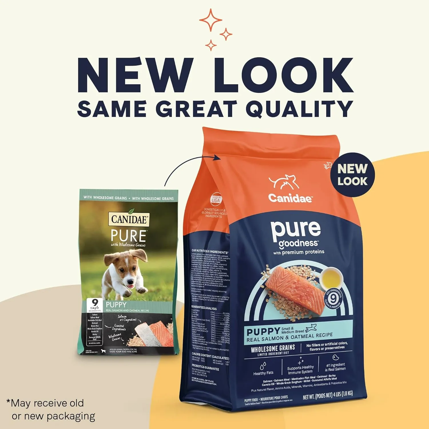 CANIDAE Pure Limited Ingredient Premium Puppy Dry Dog Food, Real Salmon & Oatmeal Recipe, 4 lbs, with Wholesome Grains