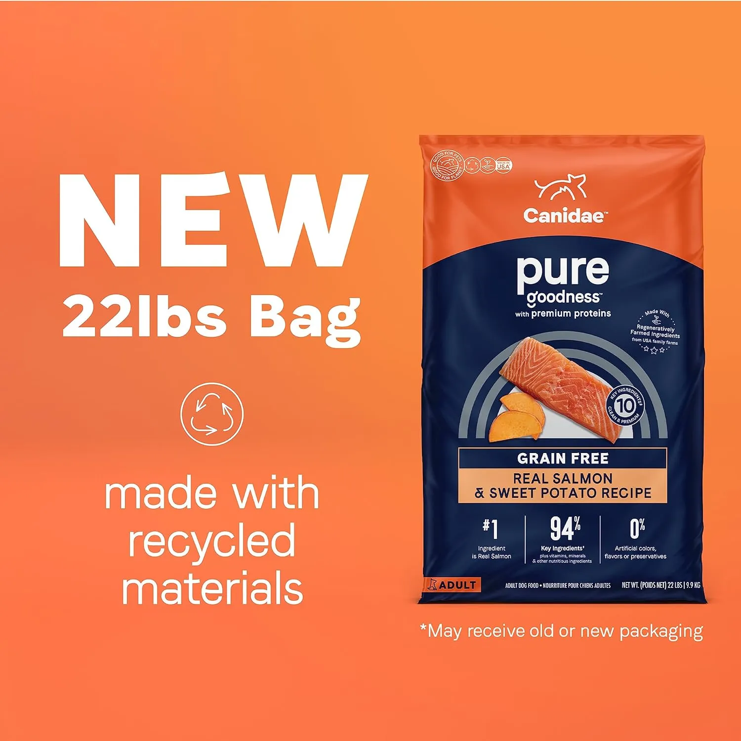 Canidae Pure Real Salmon & Sweet Potato Recipe Adult Dry Dog 22 LB