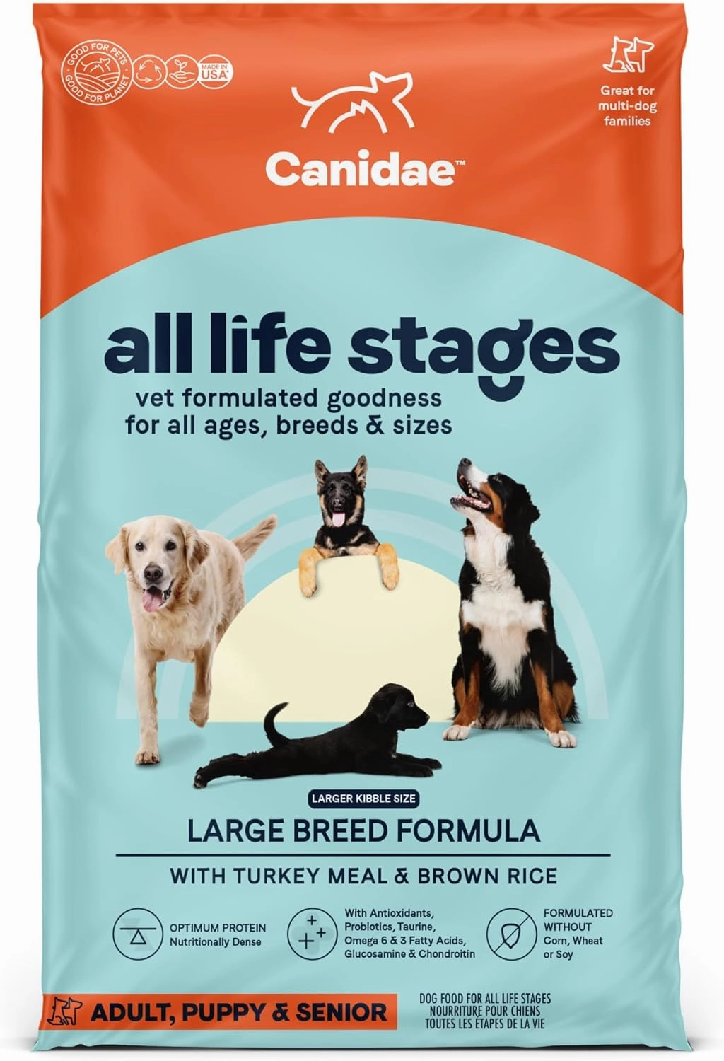 Canidae All Life Stages Dry Dog Food, Large Breed Formula with Turkey Meal & Brown Rice, 40 lbs.