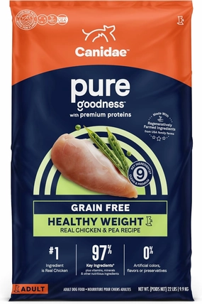 Canidae PURE Healthy Weight Limited Ingredient Premium Adult Dry Dog Food, Chicken and Pea Recipe, 22 Pounds, Grain Free