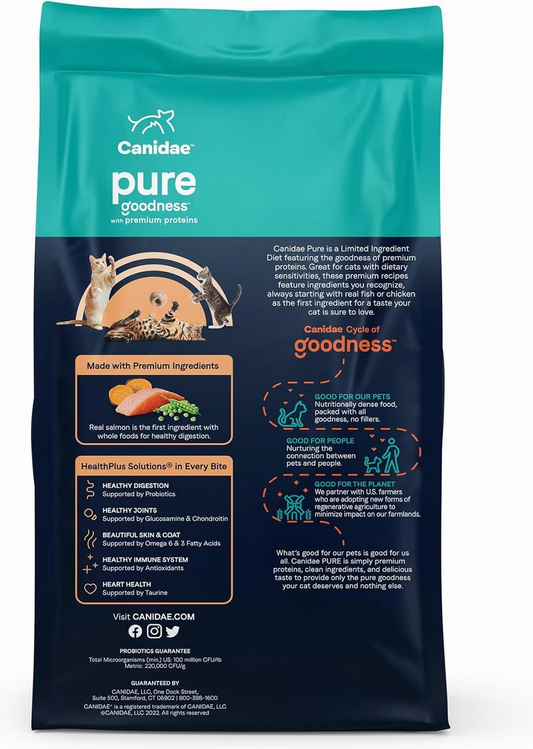 Canidae Pure Limited Ingredient Premium Dry Cat Food, Real Salmon Recipe, 10 lbs, Grain Free
