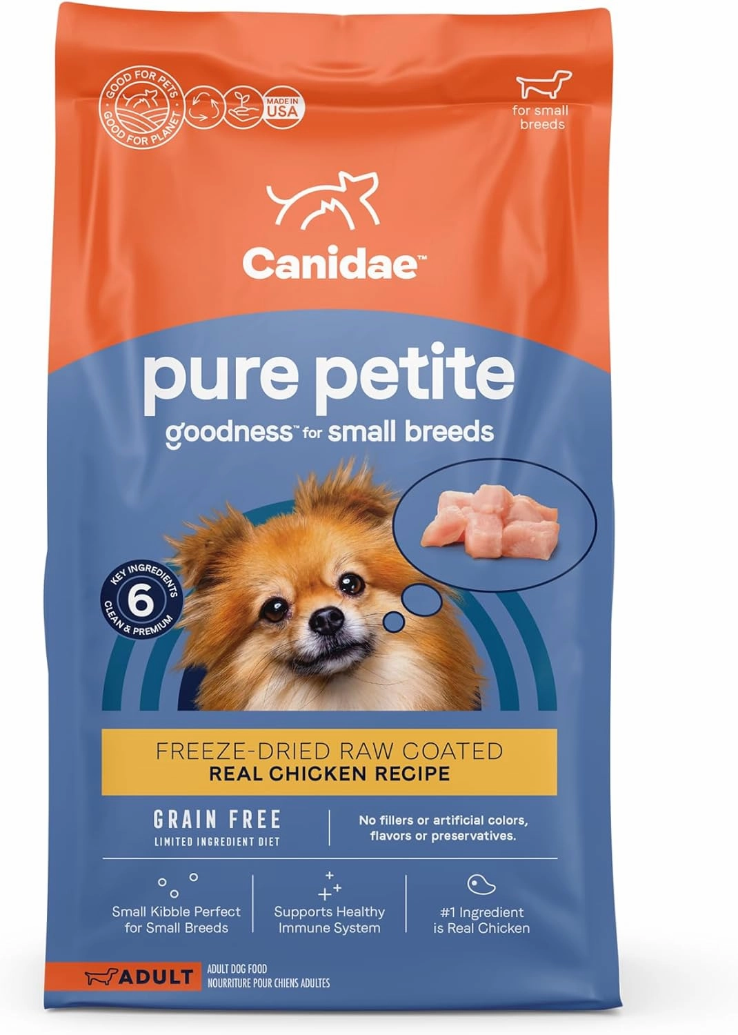 Canidae Pure Petite Premium Freeze-Dried Raw Coated Dog Food for Small Breeds, Real Chicken Recipe, 10 lbs, Grain Free