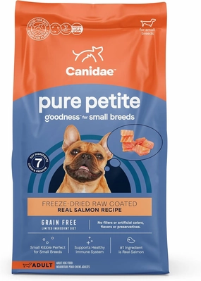 Canidae Pure Petite Premium Freeze-Dried Raw Coated Dog Food for Small Breeds, Real Salmon Recipe, 4 lbs, Grain Free