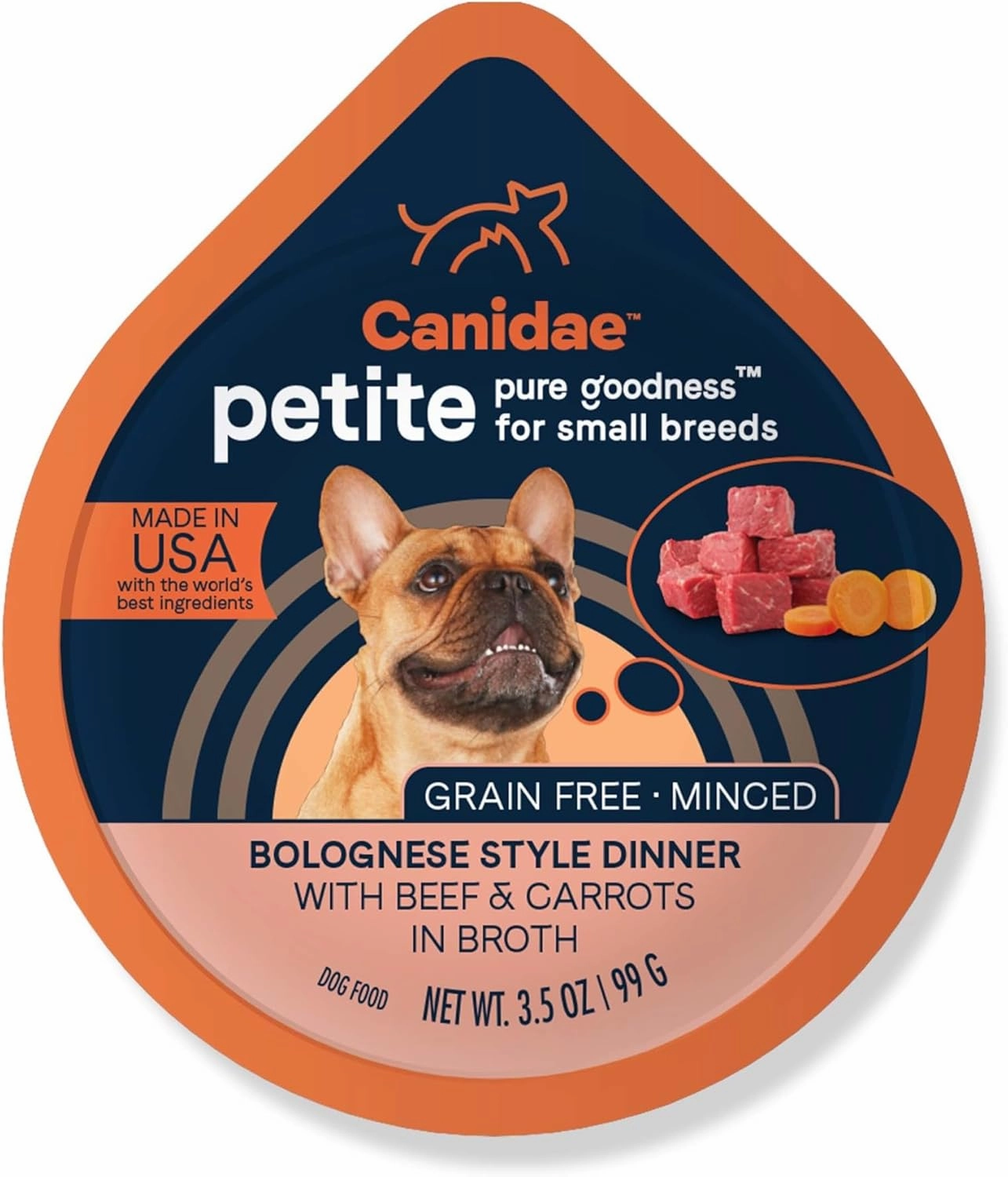 Canidae Pure Petite Small Breed Dog Cup Minced With Beef & Carrots (12 Pack), 3.5 Oz