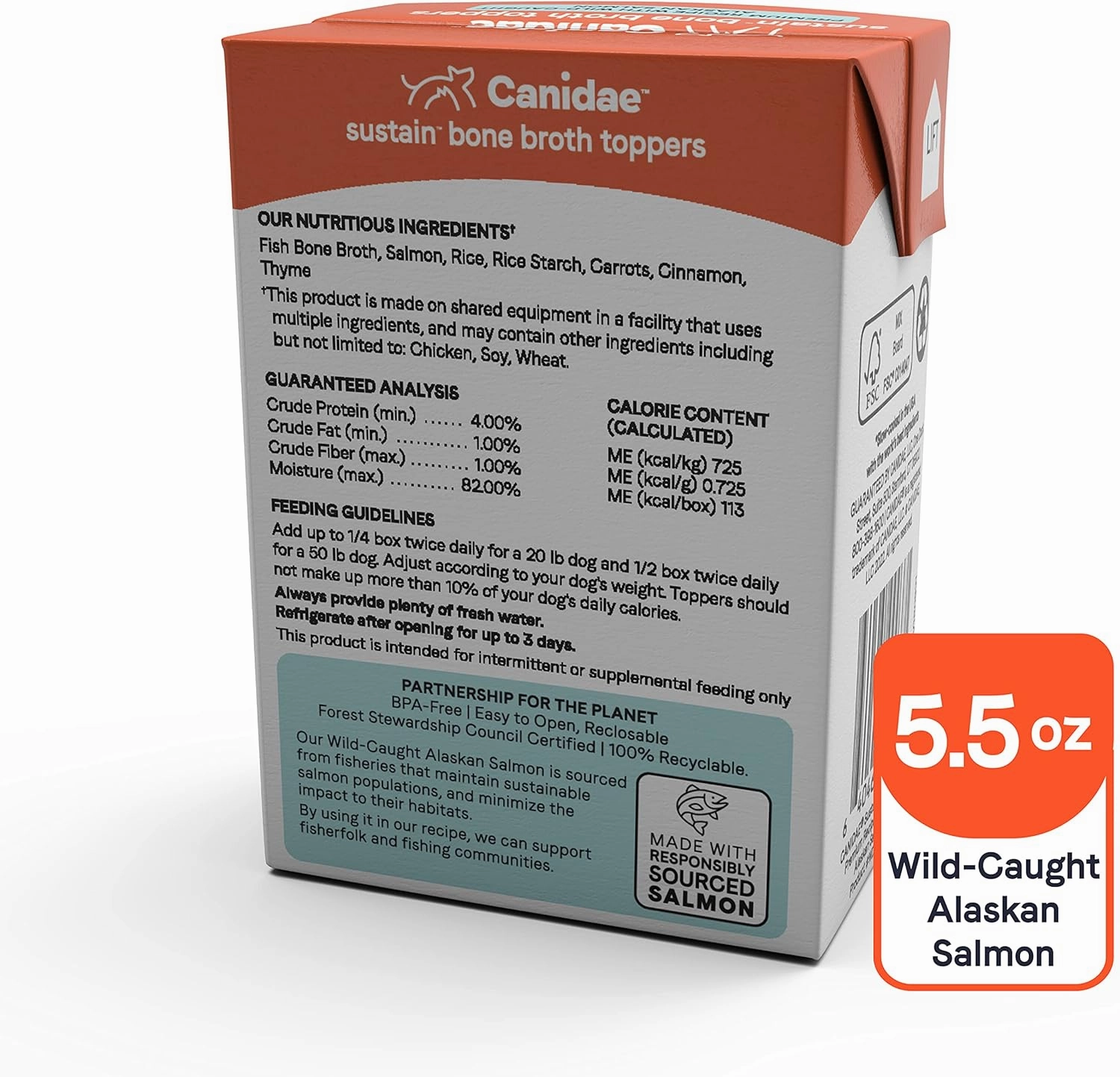 CANIDAE Sustain Bone Broth Toppers Premium Dog Topper with Wild-Caught Salmon, 5.5 oz. (Case of 1) (Pack of 2)
