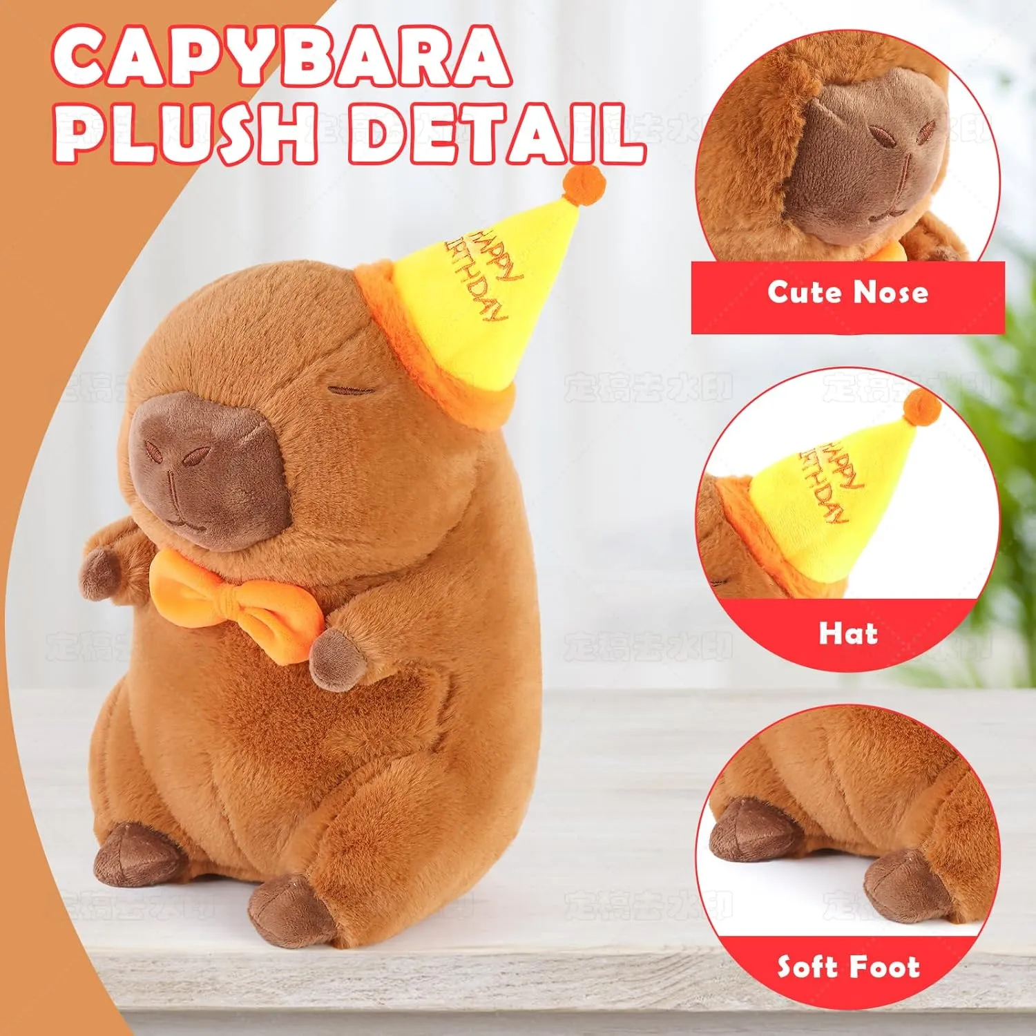 Capybara Plush Toy, 13.8 Inch Cute Capybara Stuffed Animal, Kawaii Capibara Plushie for Kids and Adults