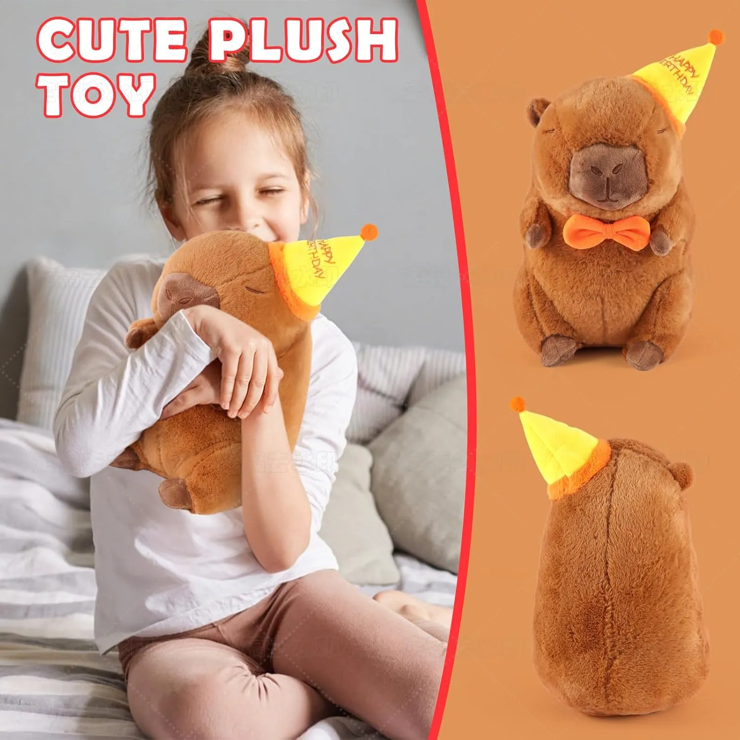 Capybara Plush Toy, 13.8 Inch Cute Capybara Stuffed Animal, Kawaii Capibara Plushie for Kids and Adults