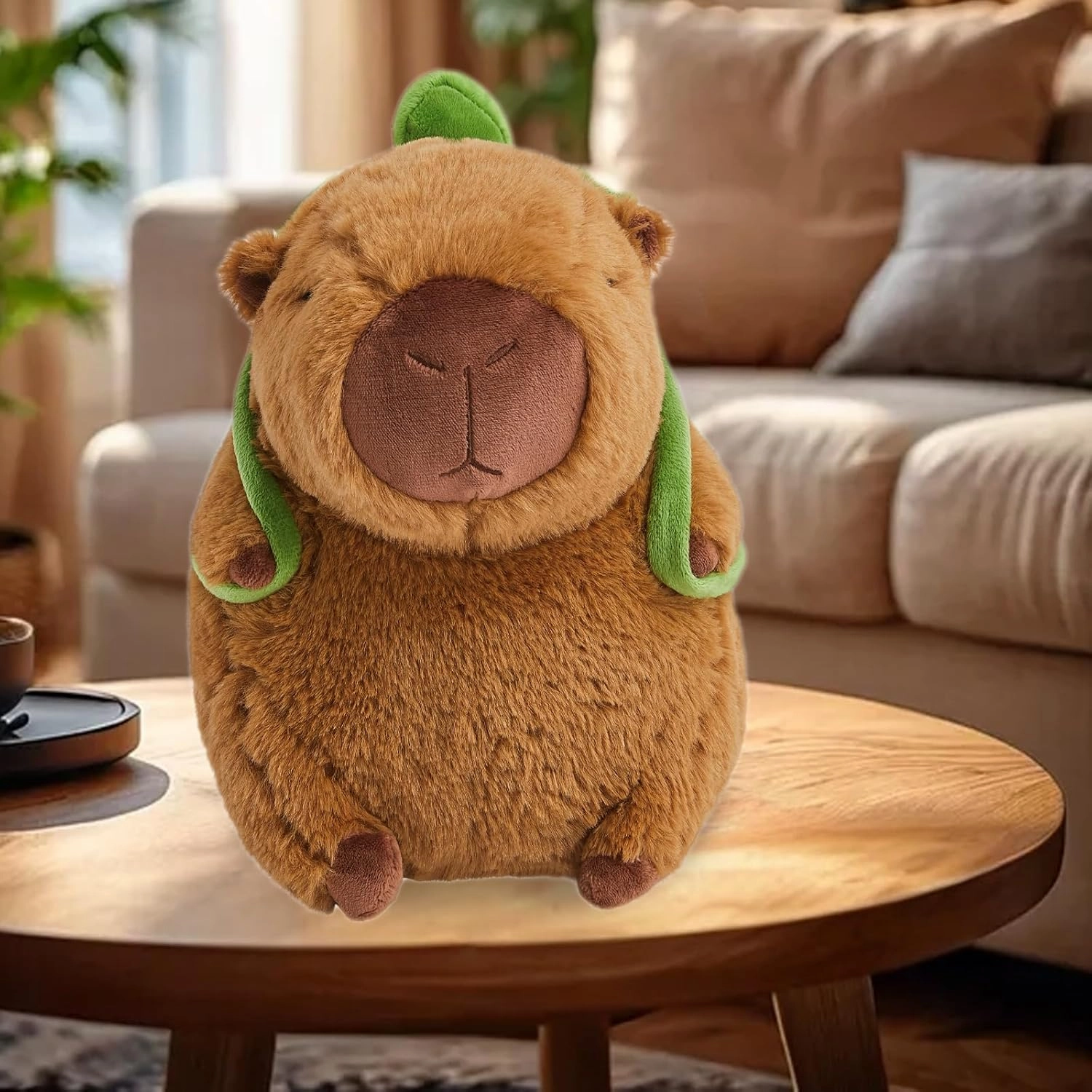 Capybara Plush Toy with Turtle Backpack - 10'' Kawaii Capybara Stuffed Animal for Kids and Adults - Cute Capibara Plushies Pillow Doll Gifts (Turtle)