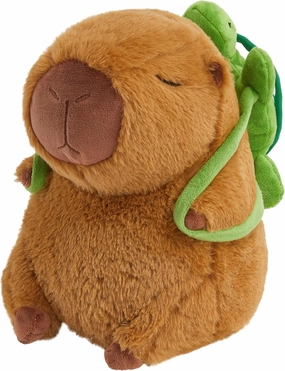 Capybara Plush Toy with Turtle Backpack - 10'' Kawaii Capybara Stuffed Animal for Kids and Adults - Cute Capibara Plushies Pillow Doll Gifts (Turtle)