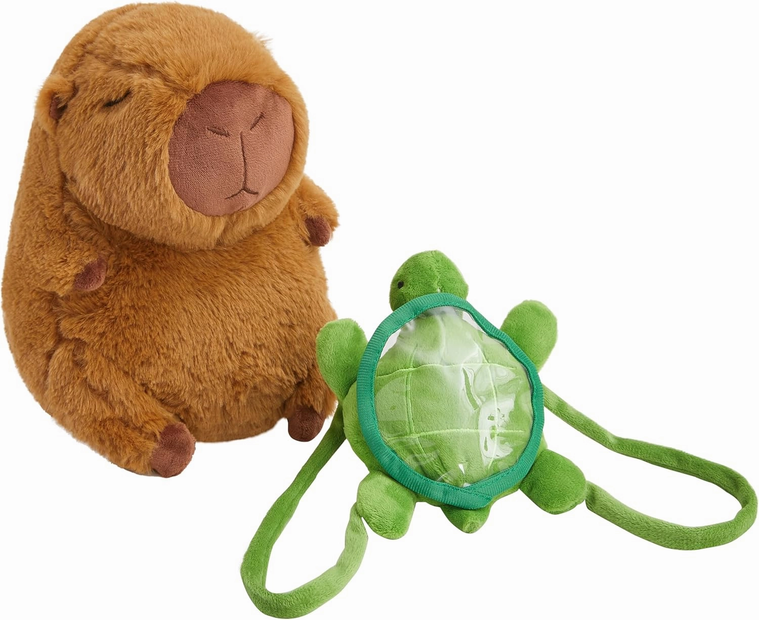 Capybara Plush Toy with Turtle Backpack - 10'' Kawaii Capybara Stuffed Animal for Kids and Adults - Cute Capibara Plushies Pillow Doll Gifts (Turtle)
