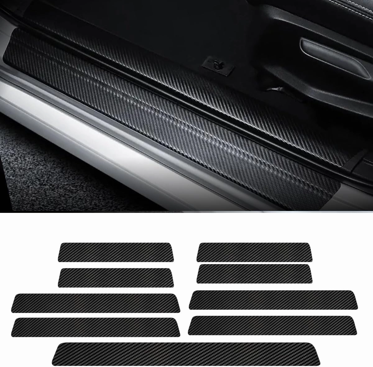 Car Door Sill Protector Compatible with Chevrolet Chevy Equinox New 2025-2016 Custom Fit Crossover LT RS Anti-Scratch Carbon Fiber Threshold Protection Sticker, Trunk & Door Entry Edge Guard (9pcs)
