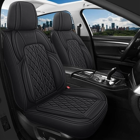 Car Seat Covers Full Set Universal Fit for Cars, SUV, Sedans, Anti-Slip Breathable Faux Leather Automotive Seat Covers (Black, Full Set)