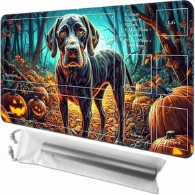 Card Playmat for MTG & TCG, 24x14 inch Non-Slip Magic Playmat & Zones, Durable Rubber Surface, Ideal for Card Games & Board Games, Portable with Storage Bag, German Shorthaired