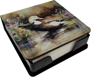 Caroline's Treasures Common Eider Duck PU Leather Note Paper Holder with Artist-Designed Cover, Desk Accessory, Office Gift