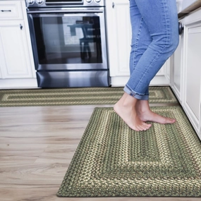 Cedar Ridge Green Braided Runner Rug 22"x72" - Rectangle, Indoor Outdoor Washable - Country Decor for Bathrooms and Entryways - Beautiful, Durable, Waterproof, Pet Friendly and Soft