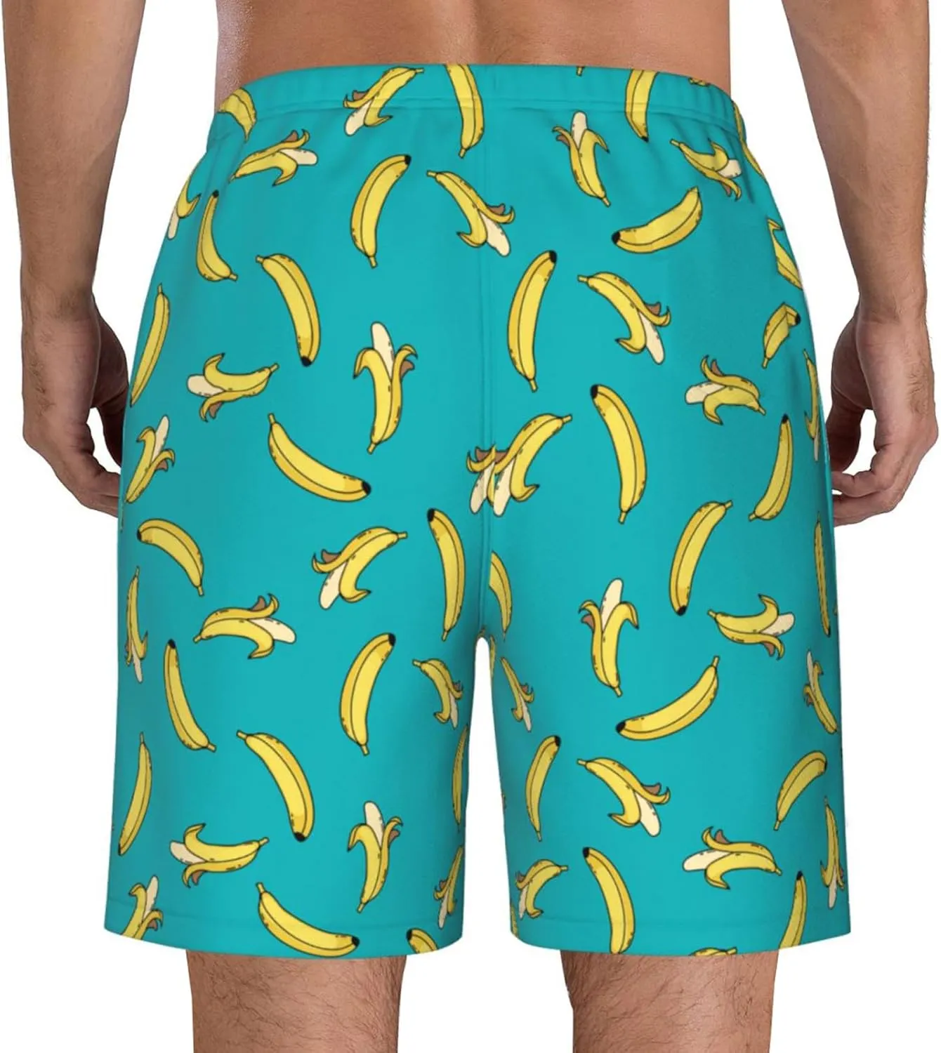 Cerburny Mens Swim Trunks with Compression Liner Men Beach Shorts Bathing Suit Quick Dry Printed Swimming Short with Pockets