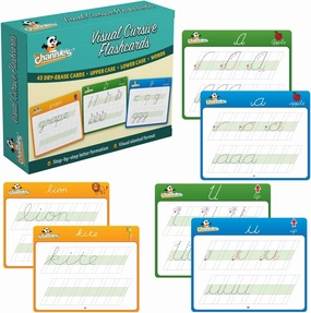 Channie’s Visual Cursive Flashcards, 43 Dry-Erase Cursive Handwriting Flash Cards, Daily Uppercase & Lowercase Cursive Letter Tracing Practice for 2nd-3rd Grade Kids