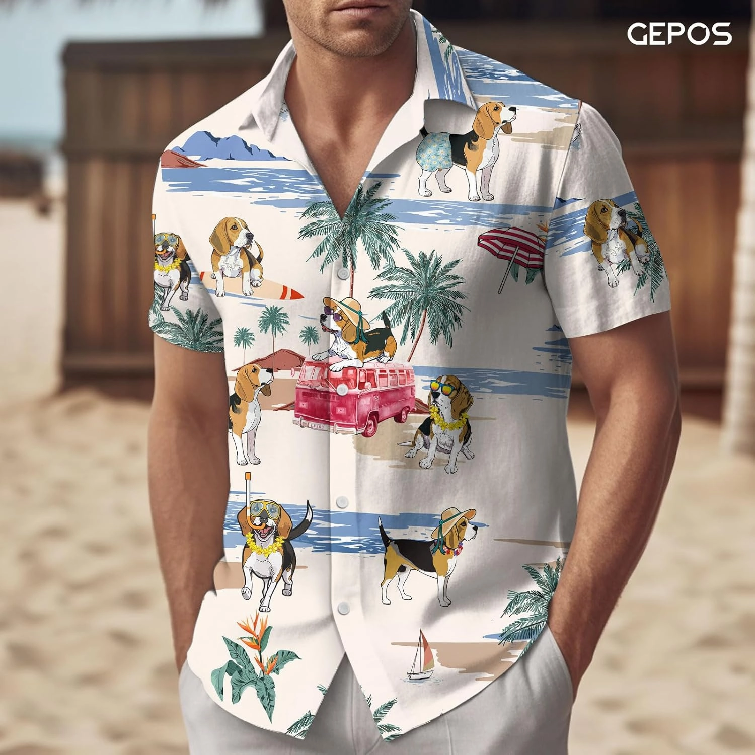 Chicken Print Hawaiian Shirt, Tropical Rooster Casual Button Shirt, Summer Gifts, Birthday Gifts