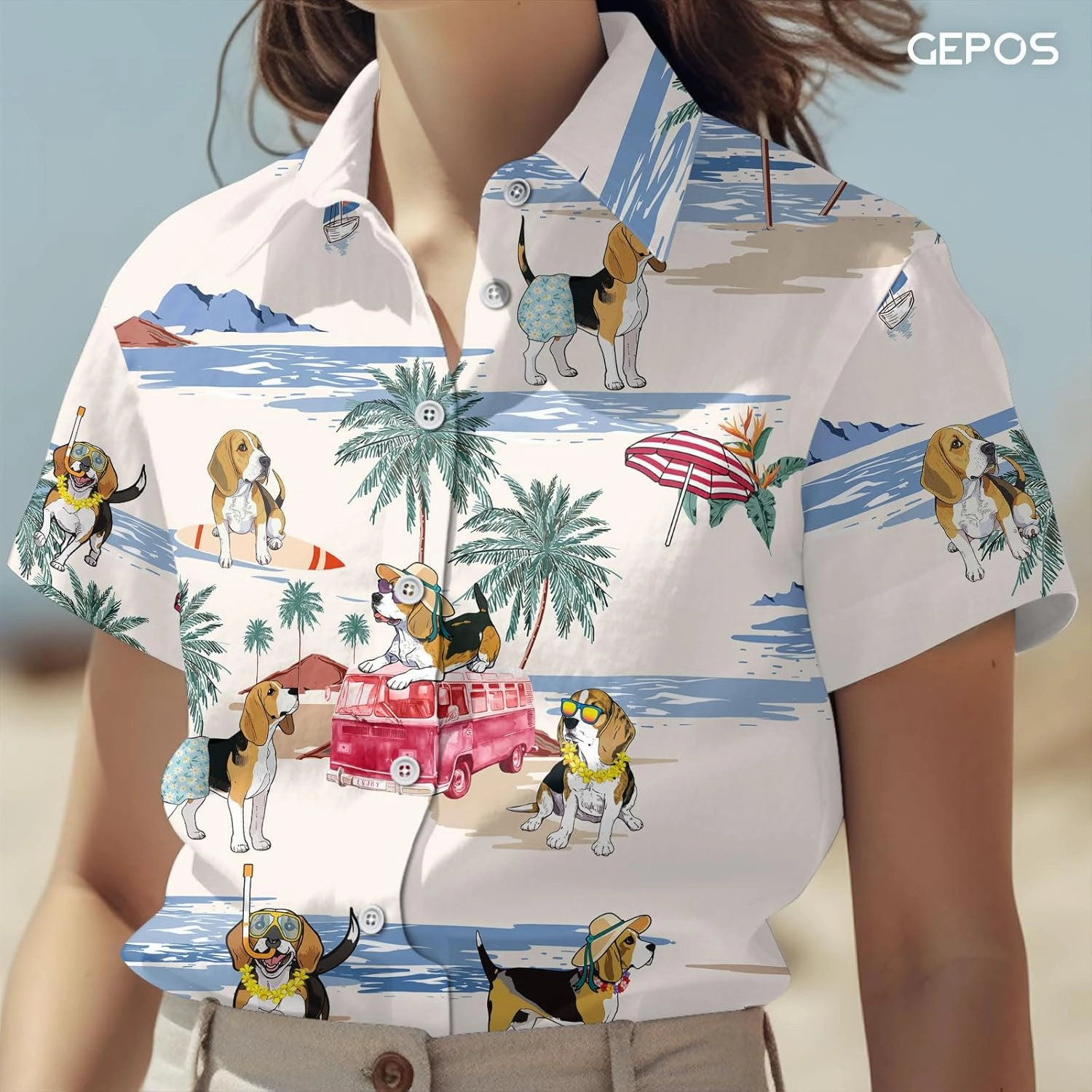 Chicken Print Hawaiian Shirt, Tropical Rooster Casual Button Shirt, Summer Gifts, Birthday Gifts