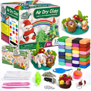 Chico Land Clay Kit - 32 Colors Air Dry Modeling Clay, Gift for Kids Age 4  Years, DIY Model Kit with Sculpting Tools & Decoration Accessories