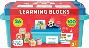 Chuckle & Roar - Learning Blocks: Alphabet Blocks & Learning Flashcards - Educational Learning Activity for preschoolers - Fun and Engaging for Toddlers - Storage Bin Included for Easy cleanup