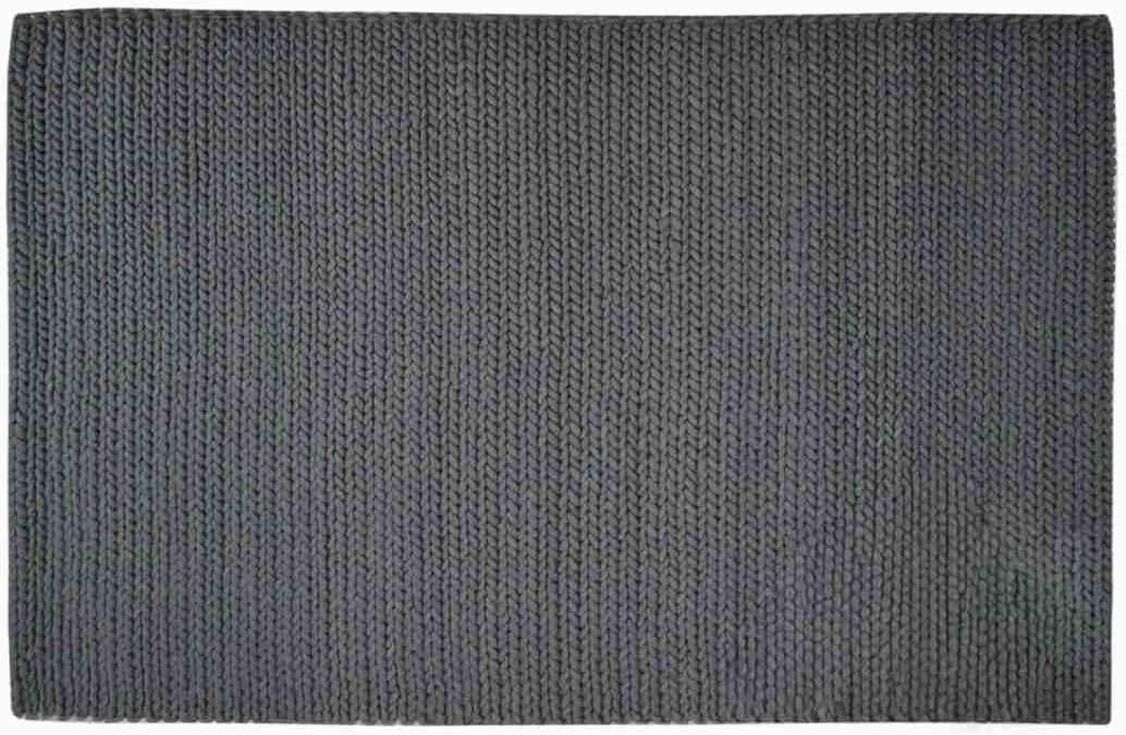 Chunky Knit Wool Area Rug, Dark Grey, Handmade Loop Design Runner Rug, Modern Scandinavian Style Rug (Dark Grey, 2'6"x12' (Runner))