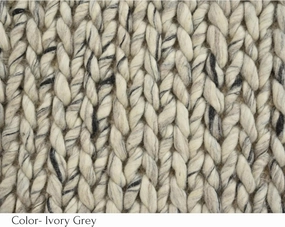 Chunky Knit Wool Area Rug, Dark Grey, Handmade Loop Design Runner Rug, Modern Scandinavian Style Rug (Ivory Grey, 2'6"x8' (Runner))