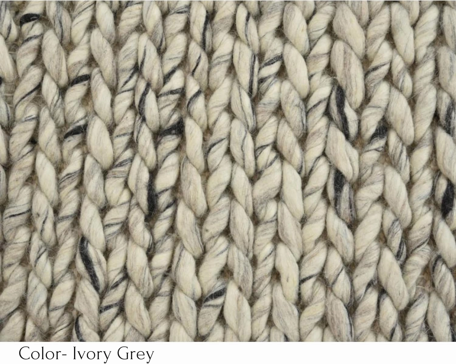 Chunky Knit Wool Area Rug, Dark Grey, Handmade Loop Design Runner Rug, Modern Scandinavian Style Rug (Ivory Grey, 2'6"x8' (Runner))