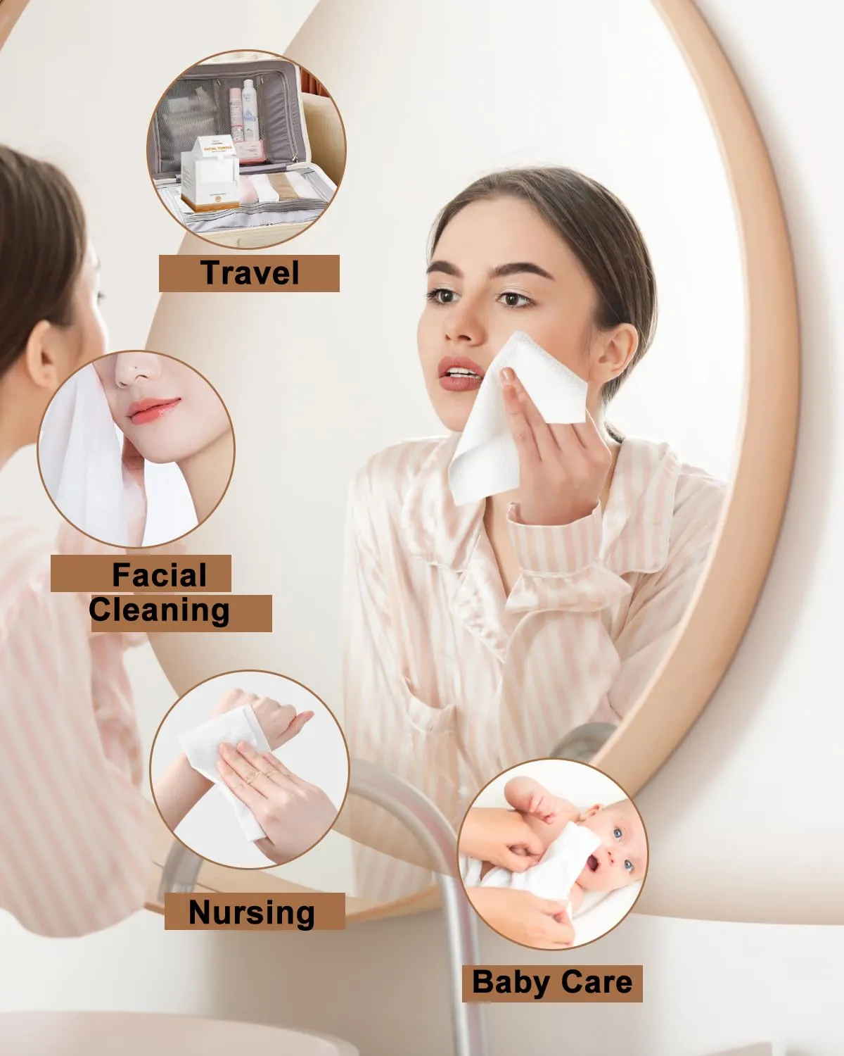 Clean Facial Towels,1 Box with 120 Ct Disposable Face Towels - Premium Facial Cleansing Cloths & Towelettes, Perfect for Skincare Routine - Biodegradable, Travel-friendly, and Eco-friendly
