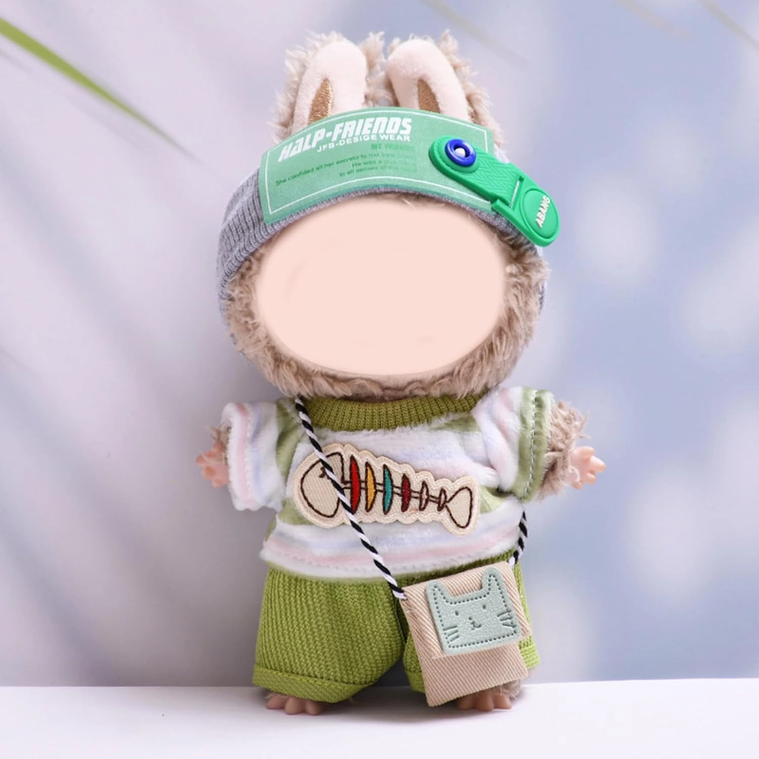 Clothes for 17cm Dolls Cute Little Fish Style 4 Piece Set Including a Headband, T-Shirt, Pants, Bag - Dolls Clothes Accessories - No Doll