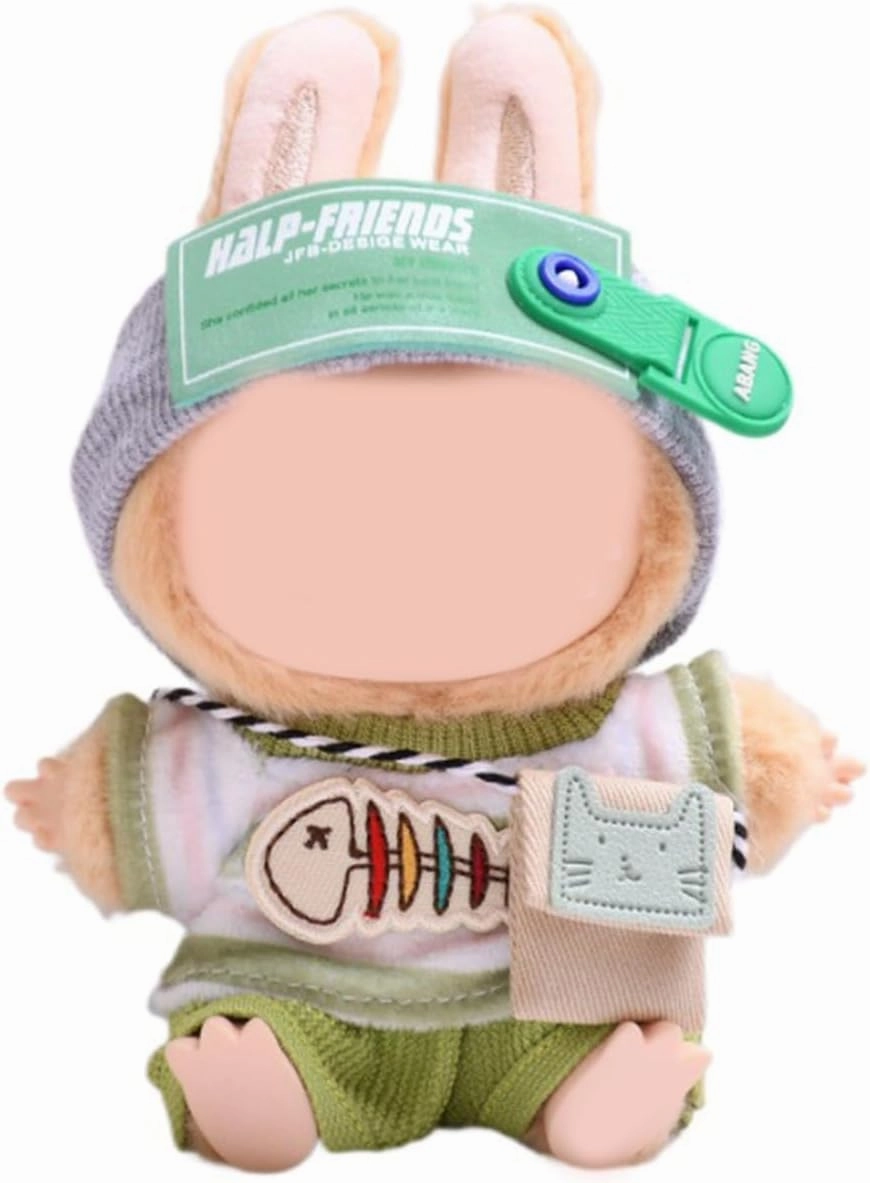 Clothes for 17cm Dolls Cute Little Fish Style 4 Piece Set Including a Headband, T-Shirt, Pants, Bag - Dolls Clothes Accessories - No Doll