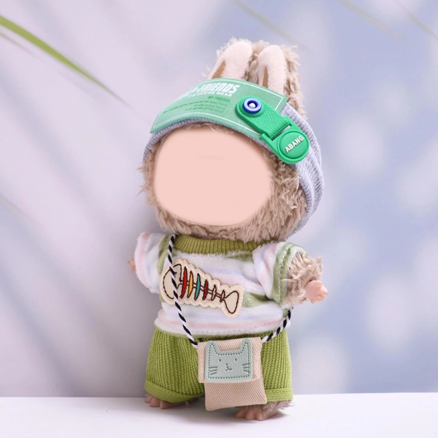 Clothes for 17cm Dolls Cute Little Fish Style 4 Piece Set Including a Headband, T-Shirt, Pants, Bag - Dolls Clothes Accessories - No Doll