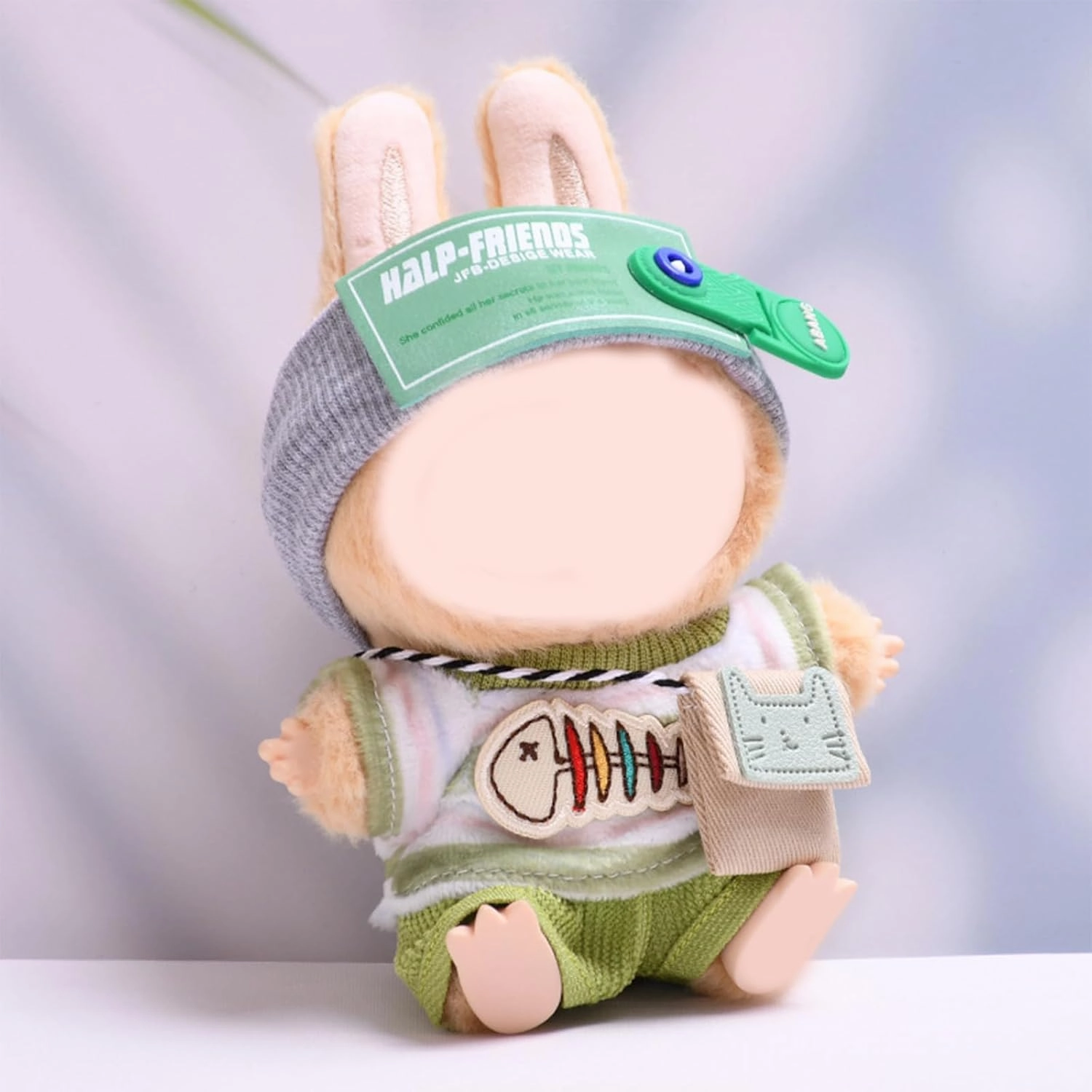 Clothes for 17cm Dolls Cute Little Fish Style 4 Piece Set Including a Headband, T-Shirt, Pants, Bag - Dolls Clothes Accessories - No Doll