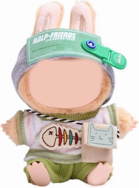 Clothes for 17cm Dolls Cute Little Fish Style 4 Piece Set Including a Headband, T-Shirt, Pants, Bag - Dolls Clothes Accessories - No Doll