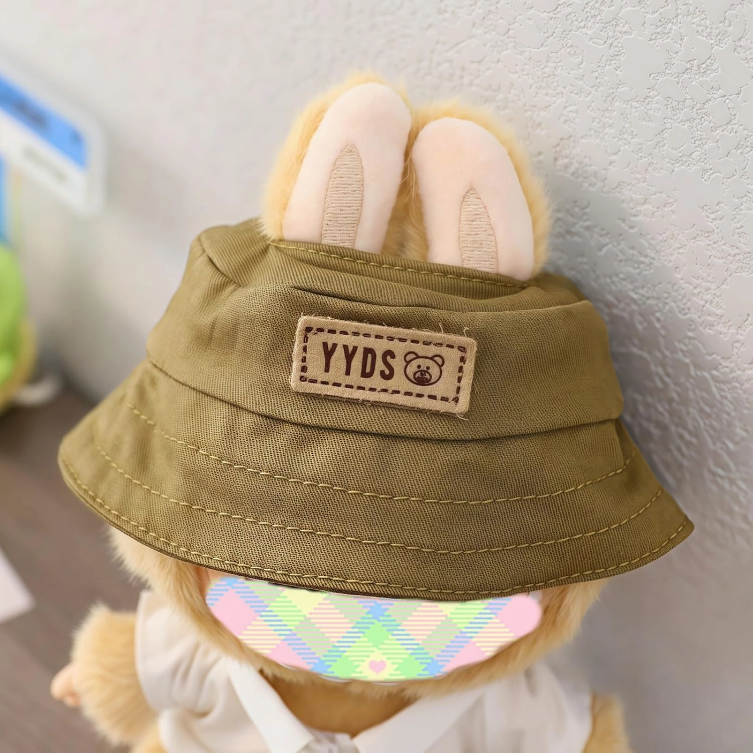 Clothes for Dolls Accessories (No Doll), Cute Outfit Set 5 Pieces Bib Pants for 15 & 17cm Doll Suit, Stylish Dress Up Overalls Doll Clothing Set Replacement with Hat Clothes Shoes Brown