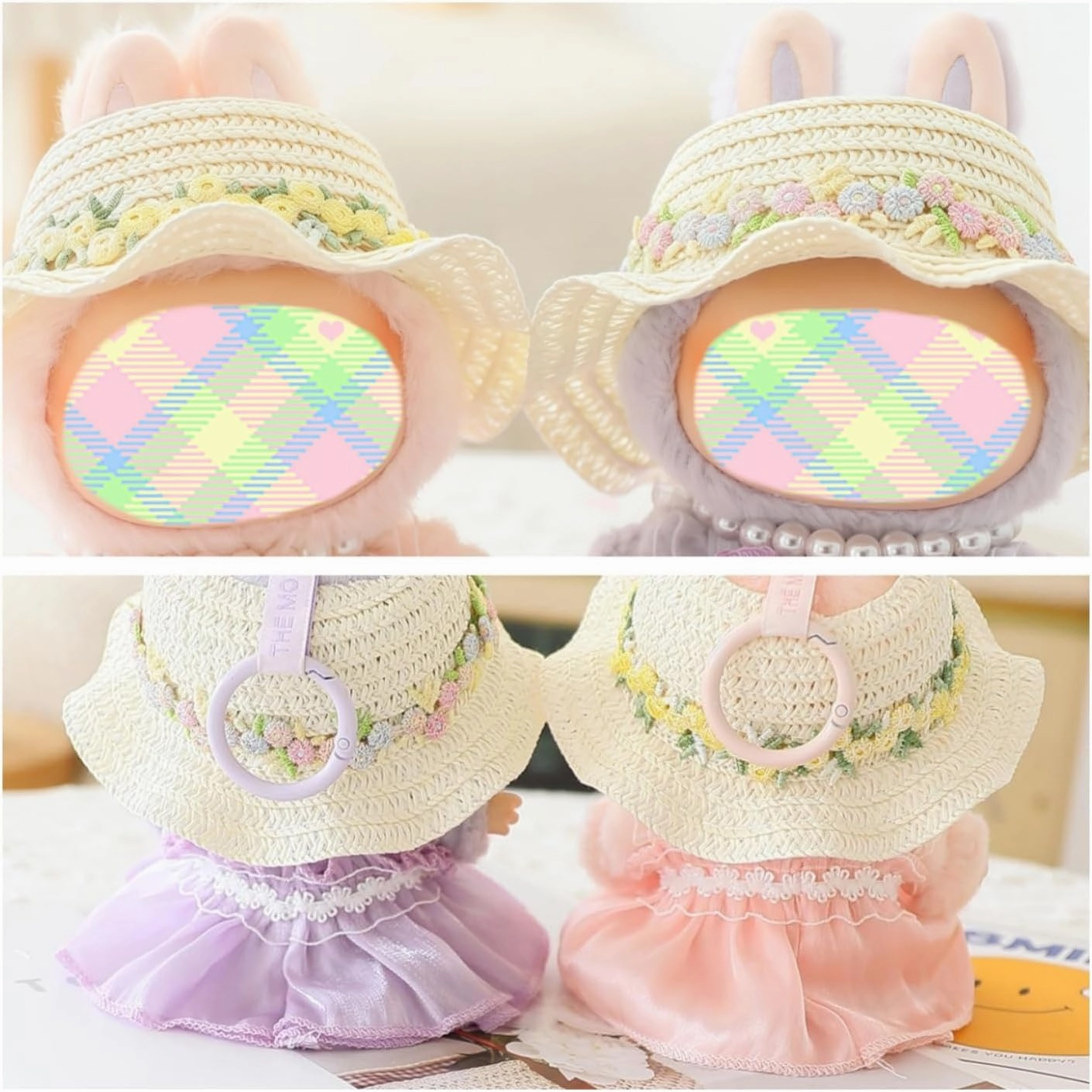 Clothes for Dolls Accessories, Outfit Set 5 Pieces Gauze Dress for 15cm 17cm Doll (No Doll), Romantic Hat Skirt Shoes Doll Clothing Set Replacement Purple