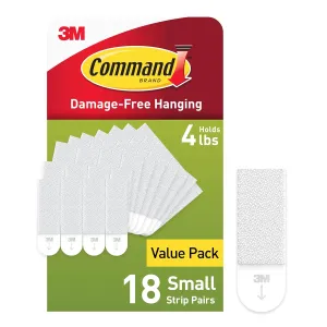 Command 5 lb Small Picture Hanging Strips 18 Pairs (36 Command Strips), Damage Free Hanging Picture Hangers, No Tools Wall Hanging Strips for Home Decor, White Adhesive Strips