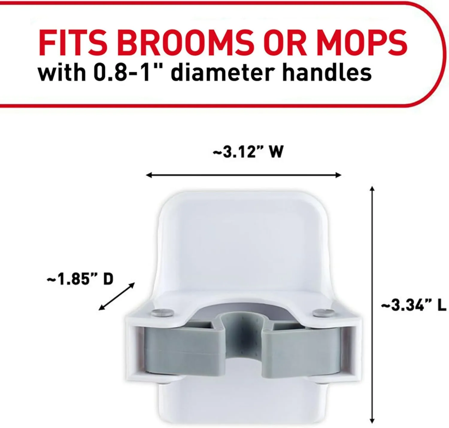 Command Broom and Mop Grippers, 2 Hangers and 4 Command Strips, Damage Free Hanging Wall Mount Broom and Mop Holder, Household Cleaning Organizer for Organization and Storage, Holds up to 4 lb