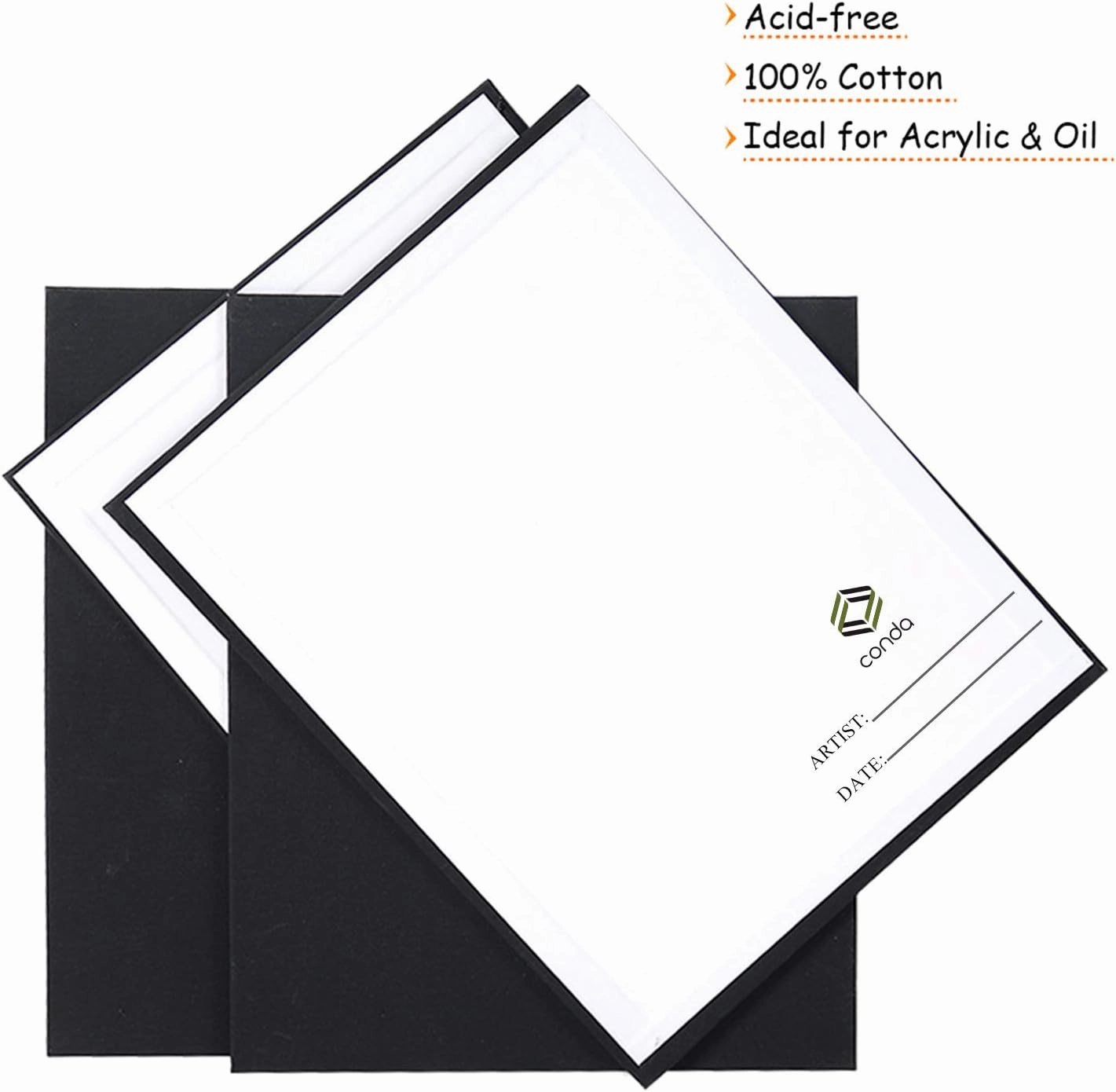 CONDA Black Canvases for Painting 11x14 inch, Pack of 14,100% Cotton Acid-Free, Canvas Panels, 8 oz Gesso-Primed, Art Boards for Oil & Acrylic Painting