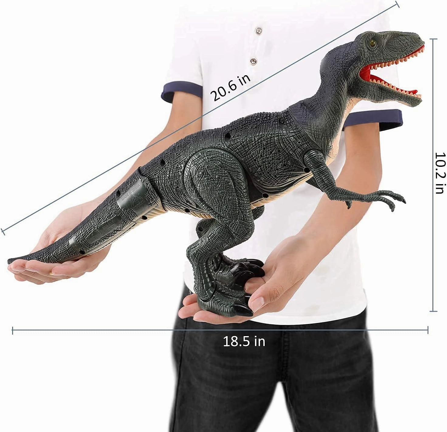 Contixo Remote Control Dinosaur Toy - Walking Velociraptor with Light-Up Eyes & Roaring Effect, 2.4GHz Simulation RC Robot Dinosaur for Boys & Girls Ages 4-12, DR1
