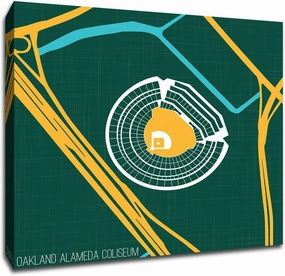 Cool Modern Art showcasing Oakland's Alameda Coliseum Printed on Gallery Wrapped Canvas. Wall Décor for Your Living Room, Office, Den, Bedroom, etc. from Tube to Wall in Minutes.