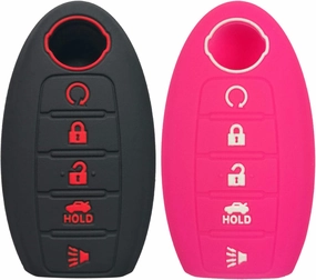 Coolbestda 2Pcs Rubbber 5 Buttons Smart Key Fob Cover Case Skin Glove for 2018 2019 2020 2021 Nissan Armada Rogue Maxima Altima Sedan Pathfinder