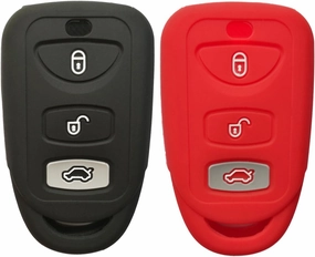 Coolbestda 2Pcs Rubber 3buttons Key Fob Protector Case Cover Keyless Entry Holder Skin Bag for Hyundai Elantra Genesis Sonata Kia Sorento Forte Optima Rondo Spectra